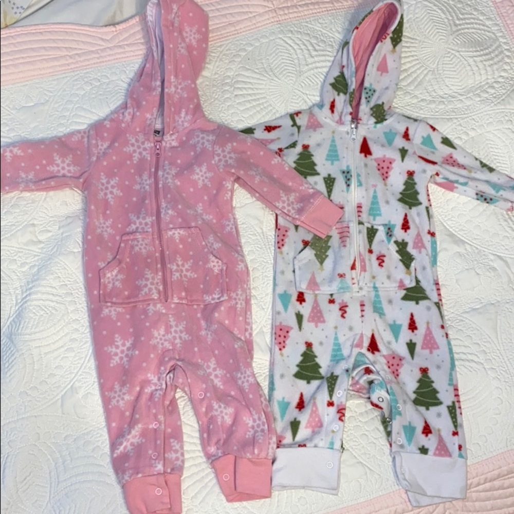 Baby Girl Soft Christmas Zip Up Onesies